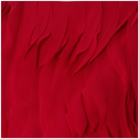 REISS Jasmine Ruffle Detail Sleeveless Crafted Dress, Cherry Red, Size 6 - Picture 3 of 7